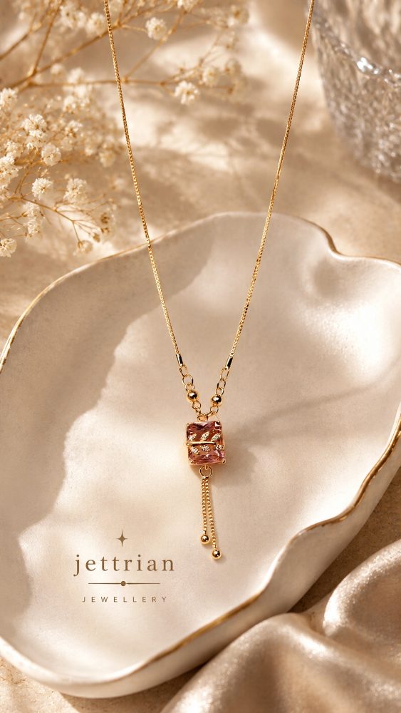 Blush Radiance Lariat Pendant Necklace